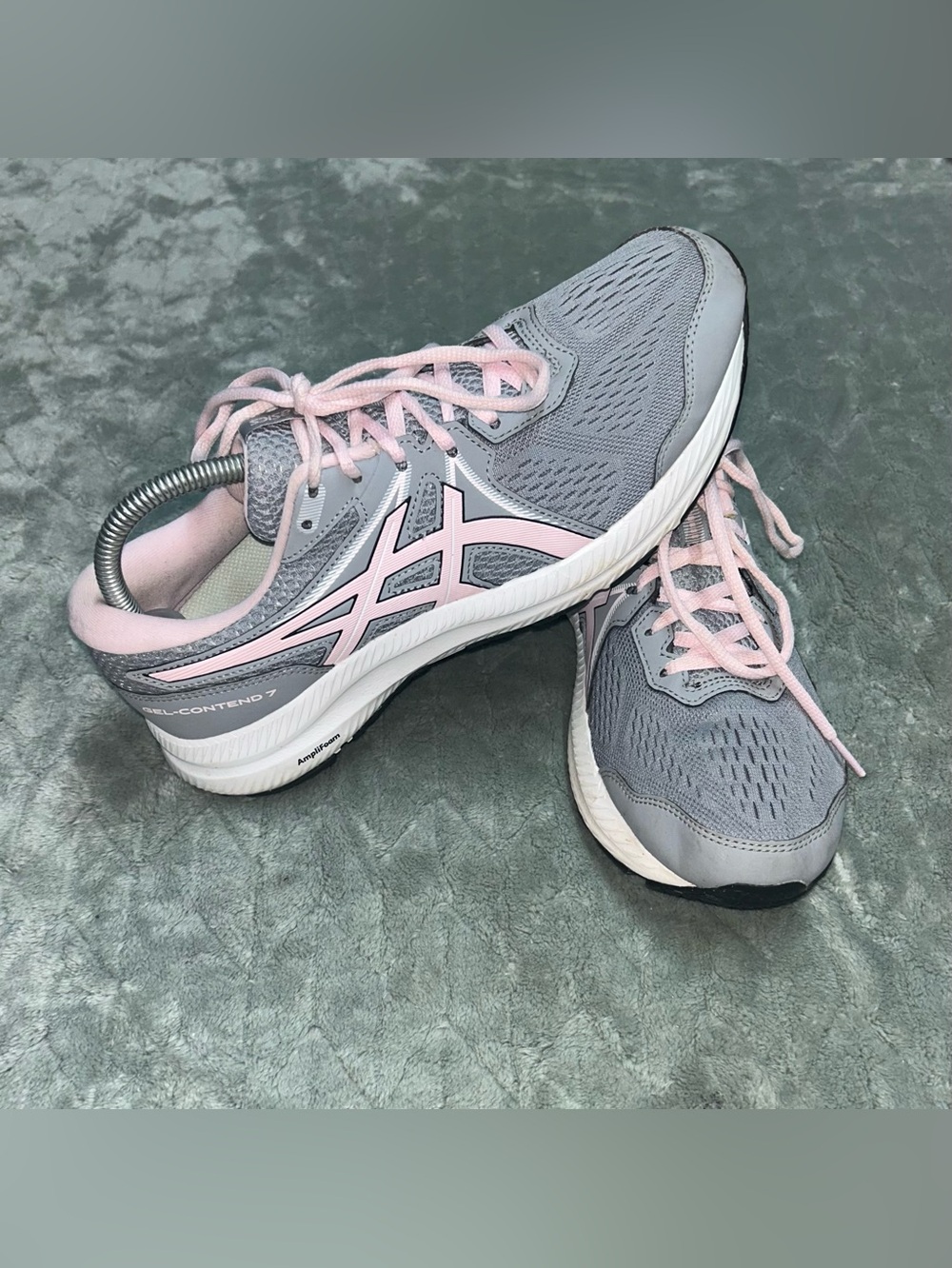 ASICS Women's Gray and Pink Athletic Running Shoes